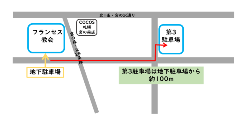 宮の森フランセス教会 駐車場地図