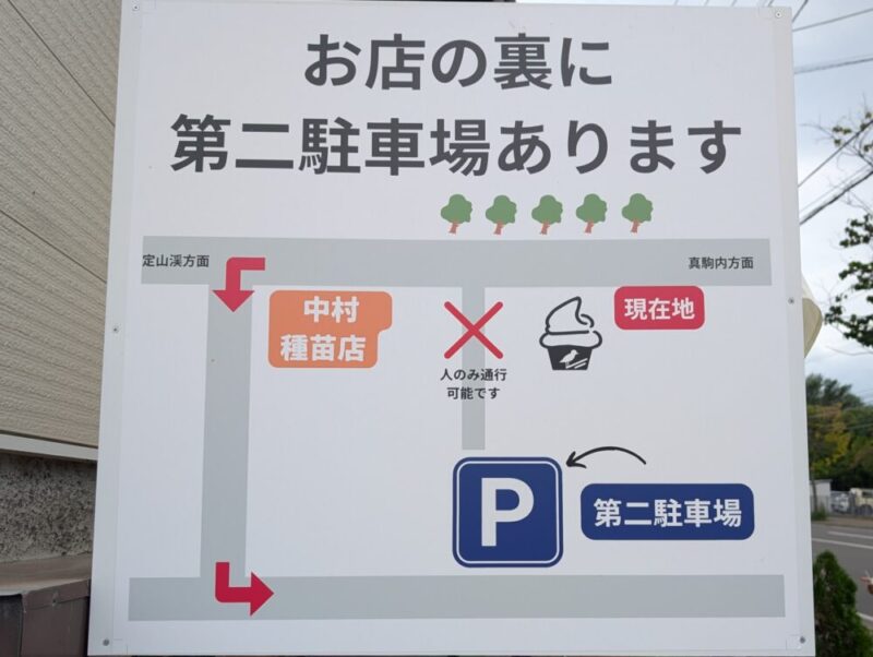 札幌・南区 ジェラート トリノス 駐車場（店舗裏）