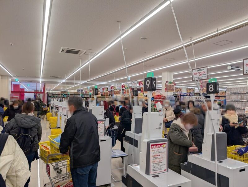ロピア中の島店 オープン初日 レジ混雑状況