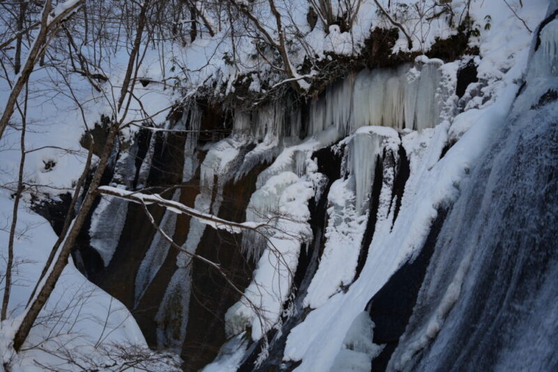 鱒見の滝の氷瀑（冬の滝野すずらん公園）